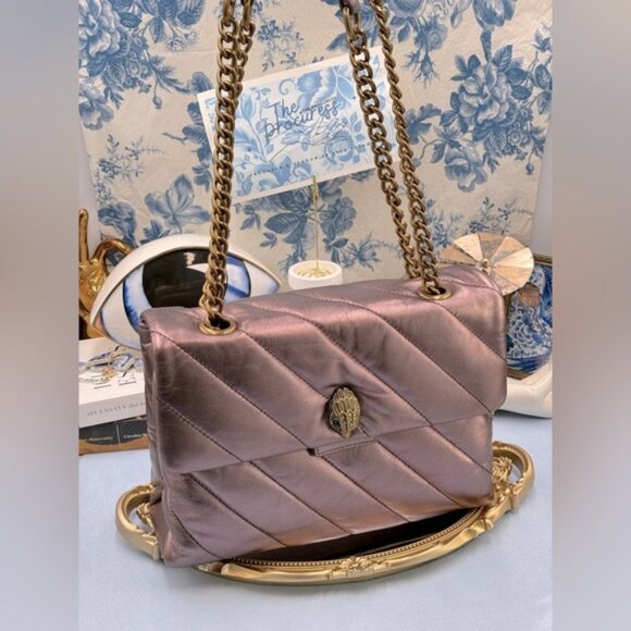 🆕 KURT GEIGER LONDON 🧿 NWOT Large Quilted Leather Soho Shoulder Bag, Metallic - Picture 1 of 15
